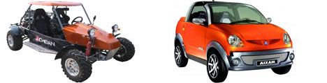 voitures sans permis de type loisirs mini-cabriolets, mini-buggys